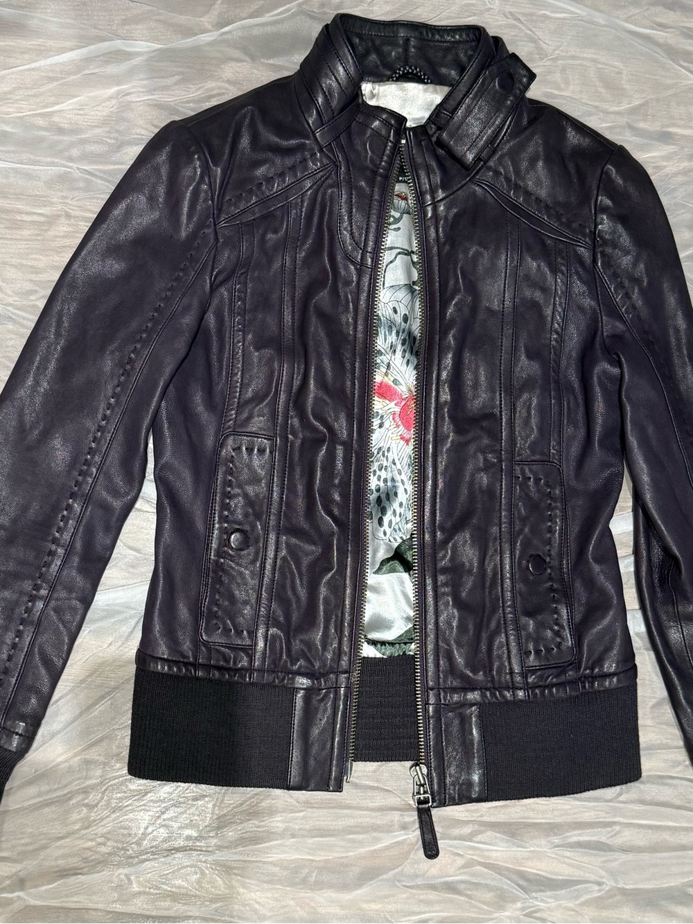 Mackage Exclusively for Aritzia Women's Dark Purple Leather Jacket P/S